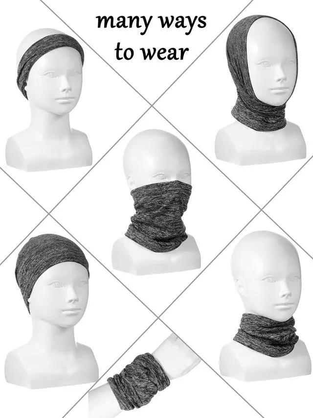 Alt view image 4 of 7 - 4 Pieces Kids Summer Neck Gaiter Unisex Cooling Face Cover Scarf Breathable Sun Bandana Fishing Cycling Mask(Black, Grey, Light Grey, Lined Black)