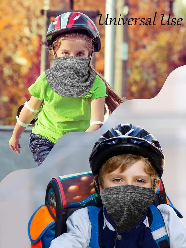 Alt view image 6 of 7 - 4 Pieces Kids Summer Neck Gaiter Unisex Cooling Face Cover Scarf Breathable Sun Bandana Fishing Cycling Mask(Black, Grey, Light Grey, Lined Black)