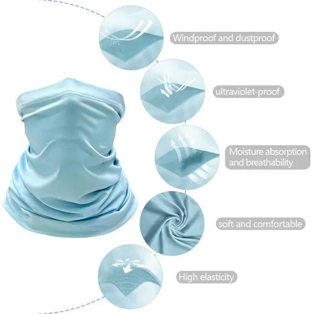Alt view image 3 of 6 - 6 Pack Cooling Neck Gaiter Face Cover Mask Summer Breathable Dust UV Bandana Scarf for Men Women Fishing Running Cycling(6PCS Multicolor Light)