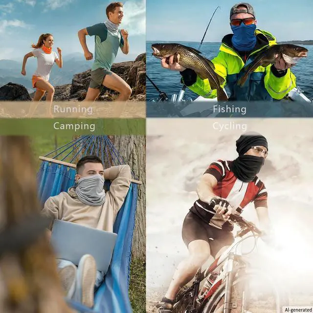 Alt view image 6 of 6 - 6 Pack Cooling Neck Gaiter Face Cover Mask Summer Breathable Dust UV Bandana Scarf for Men Women Fishing Running Cycling(6PCS Multicolor Light)