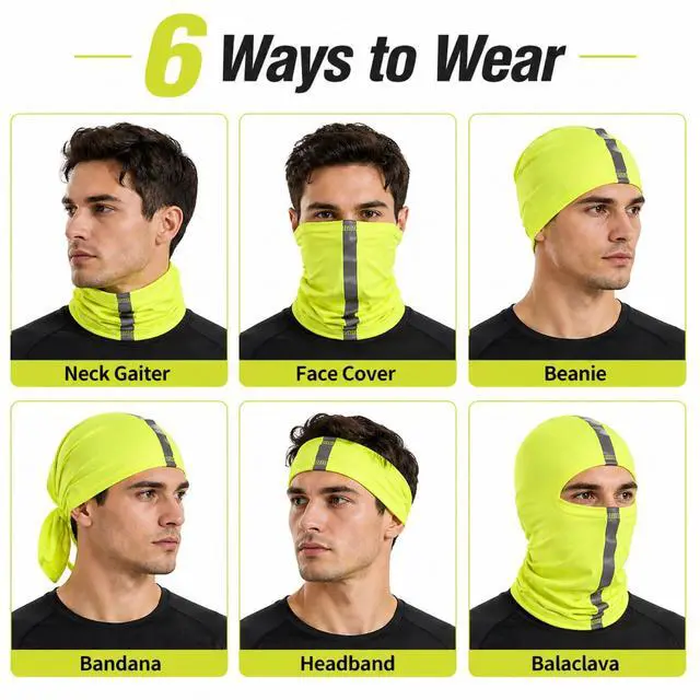 Alt view image 2 of 6 - 4 Pcs Neck Gaiter Face Mask for Men Reflective Face Cover Scarf Summer UV Sun Protection Balaclava Bandana for Work(Yellow)