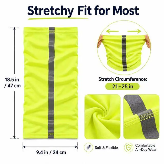 Alt view image 3 of 6 - 4 Pcs Neck Gaiter Face Mask for Men Reflective Face Cover Scarf Summer UV Sun Protection Balaclava Bandana for Work(Yellow)