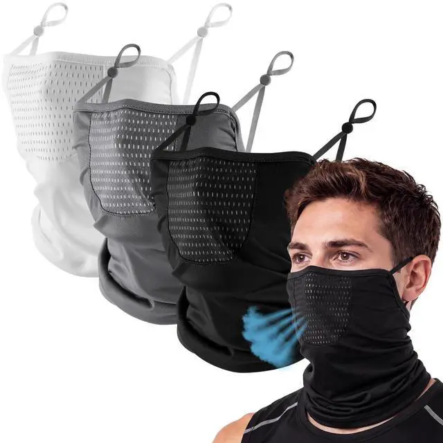 Main image of 3 Pack Cooling Neck Gaiter with Ear Loops Breathable Half Face Mask Cover Bandana for Men Summer Mesh UV Sun Protection Scarf Neck Cover for Women Outdoors Motorcycle Cycling Running