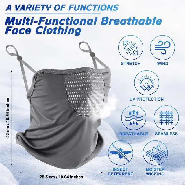 Alt view image 2 of 6 - 3 Pack Cooling Neck Gaiter with Ear Loops Breathable Half Face Mask Cover Bandana for Men Summer Mesh UV Sun Protection Scarf Neck Cover for Women Outdoors Motorcycle Cycling Running