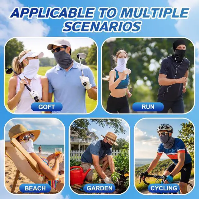 Alt view image 6 of 6 - 3 Pack Cooling Neck Gaiter with Ear Loops Breathable Half Face Mask Cover Bandana for Men Summer Mesh UV Sun Protection Scarf Neck Cover for Women Outdoors Motorcycle Cycling Running