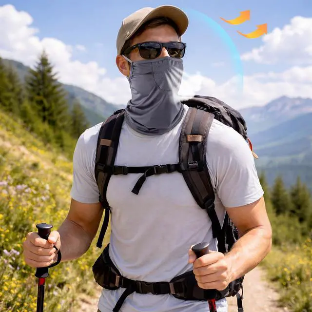 Alt view image 5 of 6 - 3 Pack Cooling Neck Gaiter with Ear Loops Breathable Half Face Mask Cover Bandana for Men Summer Mesh UV Sun Protection Scarf Neck Cover for Women Outdoors Motorcycle Cycling Running