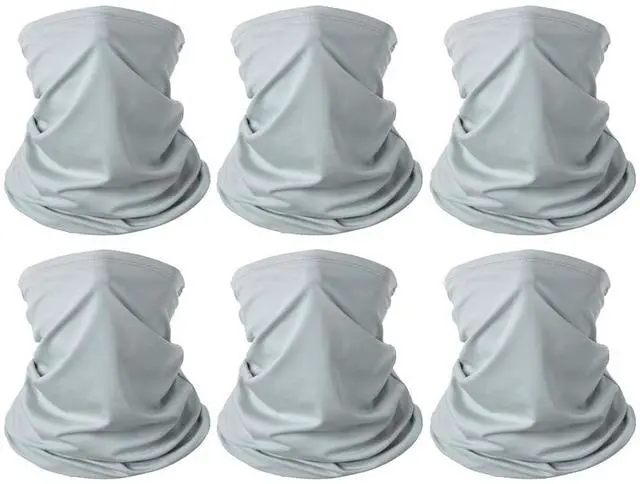 Main image of 6 Pieces Summer Face Cover For Men Women UV Neck Gaiter Protection Face Breathable Sunscreen Bandana Cycling Running (Grey(6-pack))
