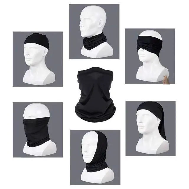 Alt view image 5 of 7 - 6 Pieces Summer Face Cover For Men Women UV Neck Gaiter Protection Face Breathable Sunscreen Bandana Cycling Running (Grey(6-pack))