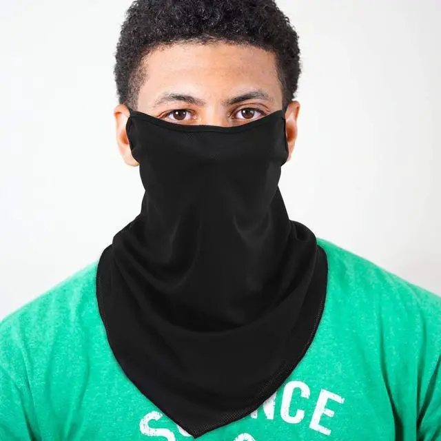 Alt view image 2 of 7 - Scarf Mask Bandana with Ear Loops 3 Pack, Neck Gaiter Balaclava UV Sun Protection Face Mask for Dust Wind Outdoors Motorcycle Cycle Bandana Headband for Women Men - Black