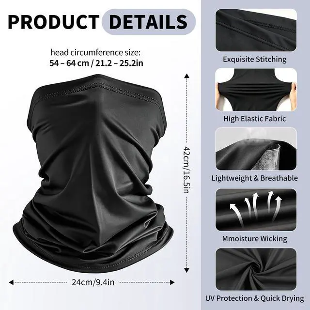 Alt view image 2 of 6 - 8 Pcs Multicolor Neck Gaiter Face Mask Bandana for Men Women, UPF 50+ UV Protection Breathable Cooling Cycling Face Mask, Moisture Wicking Quick Dry Fishing Motorcycle Skiing Sports Headwear