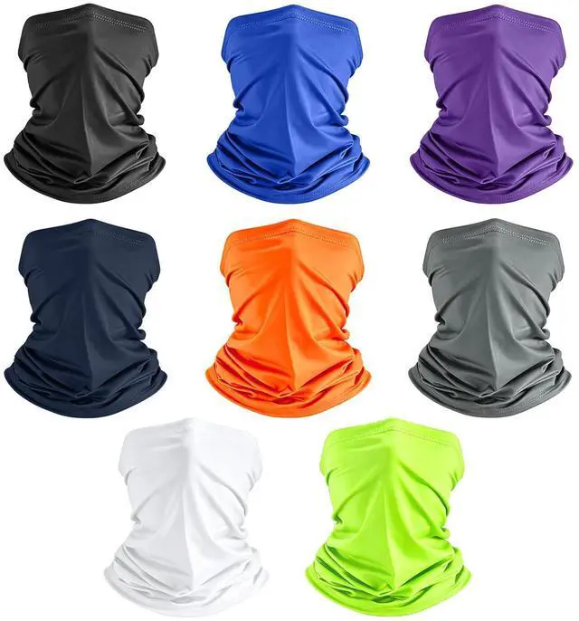 Main image of 8 Pcs Multicolor Neck Gaiter Face Mask Bandana for Men Women, UPF 50+ UV Protection Breathable Cooling Cycling Face Mask, Moisture Wicking Quick Dry Fishing Motorcycle Skiing Sports Headwear