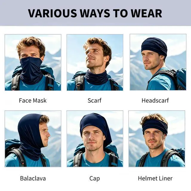 Alt view image 4 of 6 - 8 Pcs Multicolor Neck Gaiter Face Mask Bandana for Men Women, UPF 50+ UV Protection Breathable Cooling Cycling Face Mask, Moisture Wicking Quick Dry Fishing Motorcycle Skiing Sports Headwear