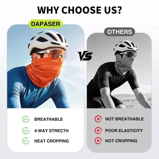 Alt view image 5 of 6 - 8 Pcs Multicolor Neck Gaiter Face Mask Bandana for Men Women, UPF 50+ UV Protection Breathable Cooling Cycling Face Mask, Moisture Wicking Quick Dry Fishing Motorcycle Skiing Sports Headwear