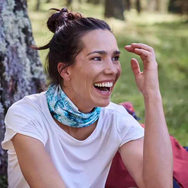 Alt view image 7 of 7 - CoolNet UV Half Neck Gaiter UPF 50 Sun Protection, Breathable Recycled Polyester, Cooling Face Mask & Headwear, Polygiene & HeiQ Fresh Tech, Quick Dry, Solid & Patterned, Adult Size - Black