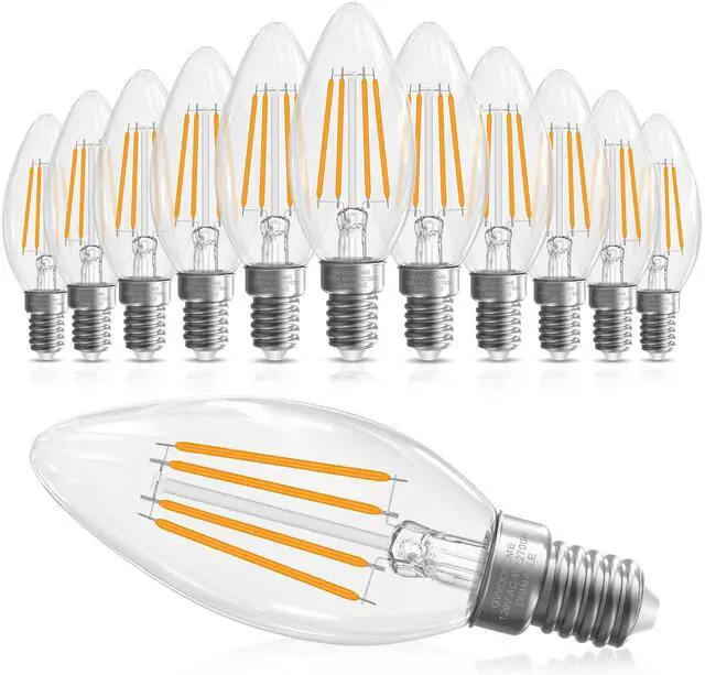 Main image of E12 Candelabra Bulb 40 watt Equivalent, E12 LED Bulb Dimmable Chandelier Light Bulbs, B10 Candle Light Bulbs 2700K Soft White, 90+CRI, 400LM, Clear Glass, 12 Pack