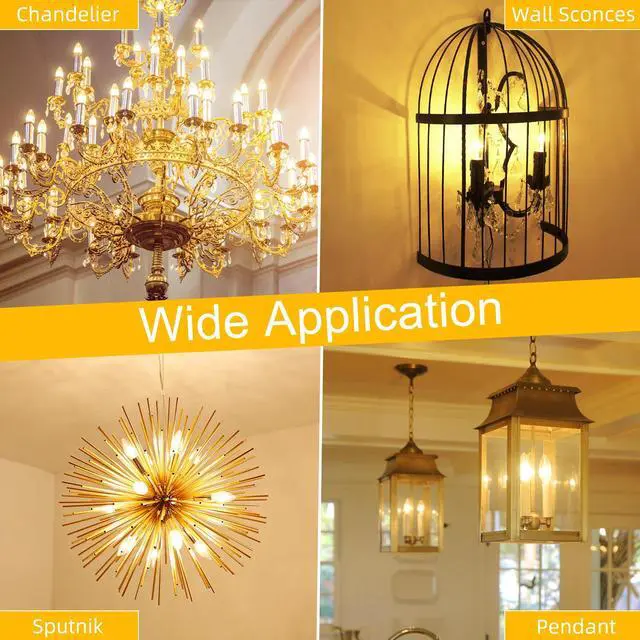 Alt view image 7 of 7 - E12 Candelabra Bulb 40 watt Equivalent, E12 LED Bulb Dimmable Chandelier Light Bulbs, B10 Candle Light Bulbs 2700K Soft White, 90+CRI, 400LM, Clear Glass, 12 Pack
