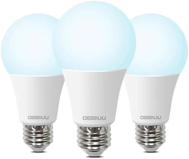 Main image of 100W Equivalent A19 5000K Daylight LED Light Bulbs, 1500 Lumens, E26 Base, Non-Dimmable, 13W Bright White for Bedroom Home Office, 3 Pack
