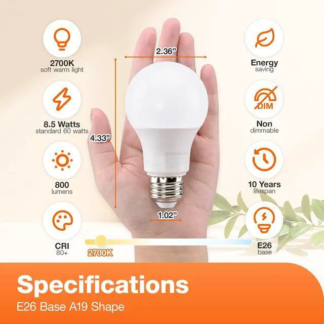 Alt view image 2 of 6 - Sylvania LED Light Bulb, 60W Equivalent A19, Efficient 8.5W, Medium Base, Frosted Finish, 800 Lumens, Soft White - 4 Pack (73888)