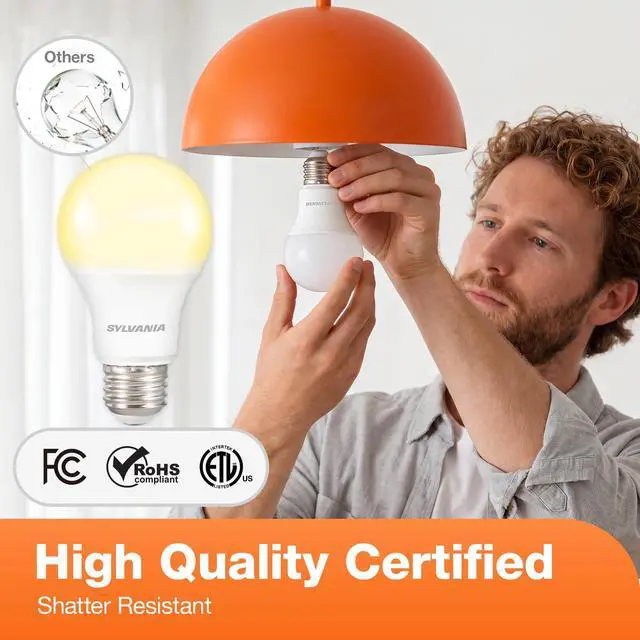 Alt view image 5 of 6 - Sylvania LED Light Bulb, 60W Equivalent A19, Efficient 8.5W, Medium Base, Frosted Finish, 800 Lumens, Soft White - 4 Pack (73888)