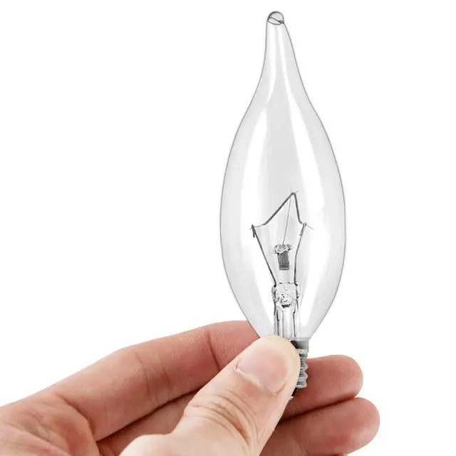 Alt view image 3 of 7 - 12-Pack E12 B10 Clear Candelabra Base Bulb, 60W 120V Incandescent Candle Light Bulbs Dimmable Chandelier Light Bulbs for Pendants or Outdoor, Ceiling Fan, Fireplace, Wall Sconces