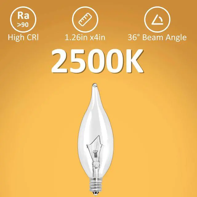 Alt view image 4 of 7 - 12-Pack E12 B10 Clear Candelabra Base Bulb, 60W 120V Incandescent Candle Light Bulbs Dimmable Chandelier Light Bulbs for Pendants or Outdoor, Ceiling Fan, Fireplace, Wall Sconces