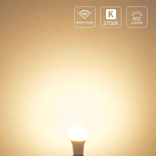 Alt view image 6 of 7 - LED Light Bulbs 60 Watt Equivalent, 9W 800 Lumens Non-Dimmable, Warm White 2700K, A19 E26 Standard Medium Base, 10000 Hour Lifetime 3 Count (Pack of 1)