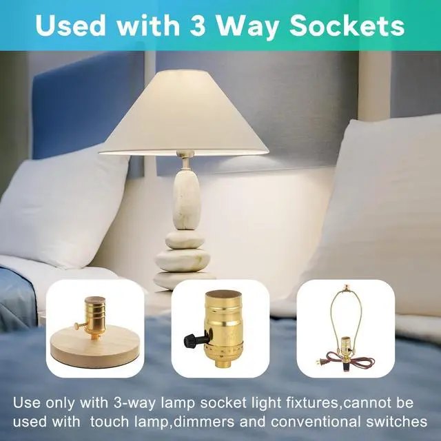 Alt view image 4 of 7 - 3 Way LED Light Bulbs 50 100 150W Equivalent, Daylight White 5000K 3 Way Light Bulbs, A19 Three Way Light Bulb,E26 Base LED Light Bulb for Reading,Living Room-2 Pack