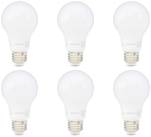 Main image of A19 LED Light Bulb, 60W Equivalent, 9W Energy Efficient, E26 Standard Base, Soft White 2700K, Non-Dimmable, 10,000 Hour Lifetime, 6-Pack