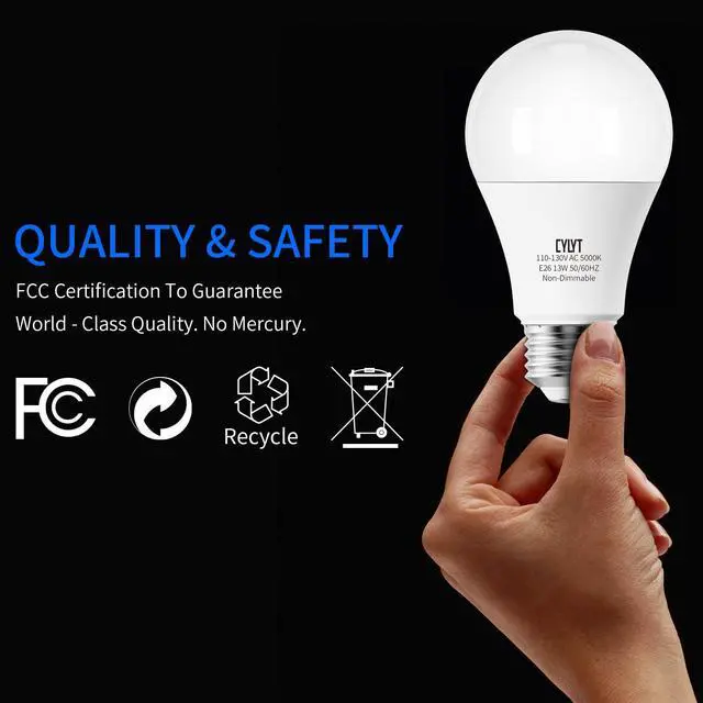 Alt view image 4 of 7 - 100W Equivalent Bright LED Light Bulbs, Daylight White 5000K A19 Lightbulbs, Focos LED para Casa, for Kitchen Bedroom Indoor, 1500 Lumens, E26 Standard Base, 4-Pack, Non-Dimmable