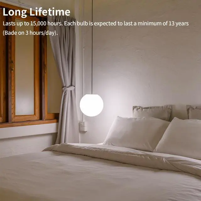 Alt view image 5 of 7 - 100W Equivalent Bright LED Light Bulbs, Daylight White 5000K A19 Lightbulbs, Focos LED para Casa, for Kitchen Bedroom Indoor, 1500 Lumens, E26 Standard Base, 4-Pack, Non-Dimmable