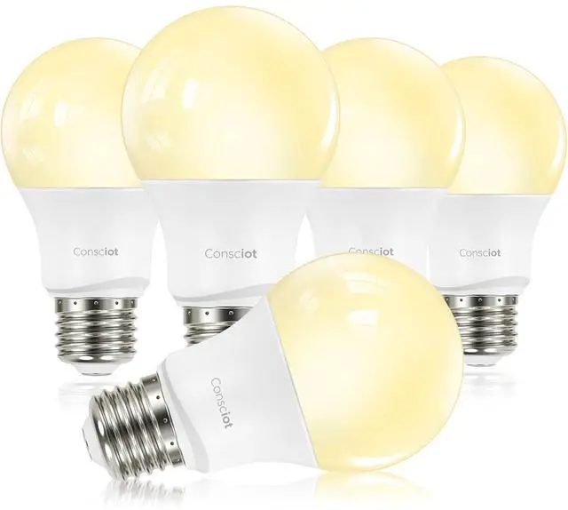 Main image of A19 LED Light Bulb,60W Equivalent,8.5W 3000K Warm White,E26 Base,800 Lumens Non-Dimmable,Energy Efficient LED Light Bulbs,UL Listed for Home Lighting,5-Pack