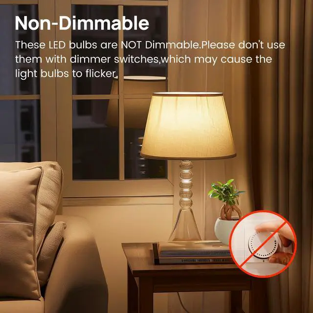 Alt view image 5 of 7 - A19 LED Light Bulb,60W Equivalent,8.5W 3000K Warm White,E26 Base,800 Lumens Non-Dimmable,Energy Efficient LED Light Bulbs,UL Listed for Home Lighting,5-Pack
