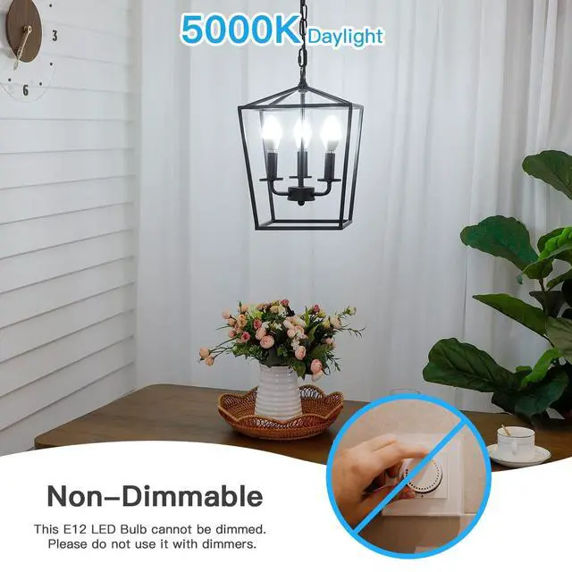 Alt view image 3 of 7 - E12 LED Candelabra Light Bulbs 60W Equivalent, Daylight White 5000K 600 Lumen Chandelier Bulb, 6W B11 Candle Base, Non-Dimmable, Pack of 6