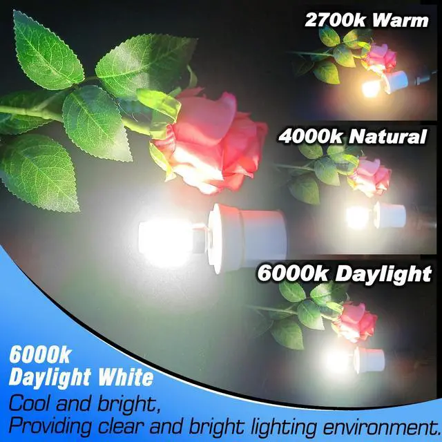 Alt view image 3 of 7 - E12 Candelabra LED Light Bulbs 60 Watt Equivalent 6W 6000K Daylight White 550lm E12 C7 T6 Small Base for 120 Volt Chandelier Pendant Ceiling Fan Lighting Table Salt Lamp, Non-dimmable, 4 Pack