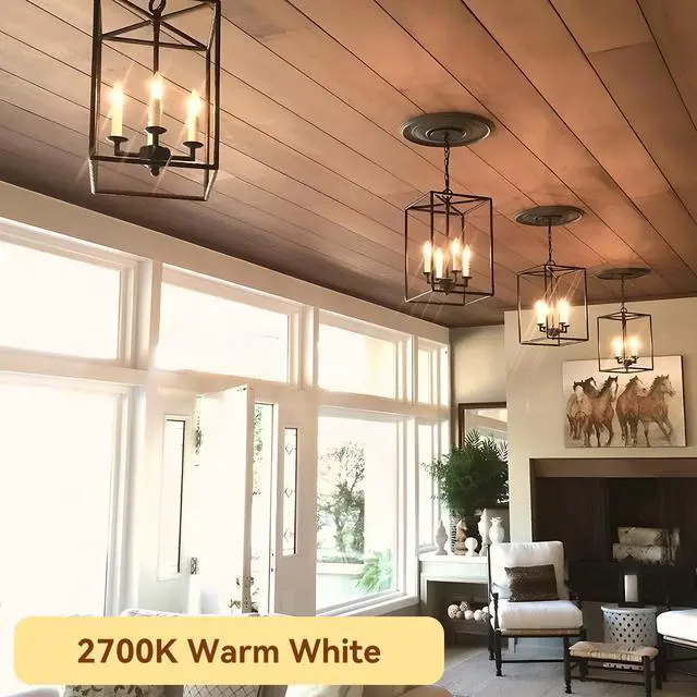 Alt view image 4 of 7 - LED Candelabra Bulbs Dimmable, 60W Equivalent Chandelier Light Bulb, E12 Small Base, 4.5W 2700K Soft Warm White, B11 Vintage Filament Clear Glass Candle Light for Ceiling Fan Chandeliers, 12Pack