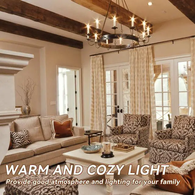 Alt view image 5 of 7 - LED Candelabra Bulbs Dimmable, 60W Equivalent Chandelier Light Bulb, E12 Small Base, 4.5W 2700K Soft Warm White, B11 Vintage Filament Clear Glass Candle Light for Ceiling Fan Chandeliers, 12Pack