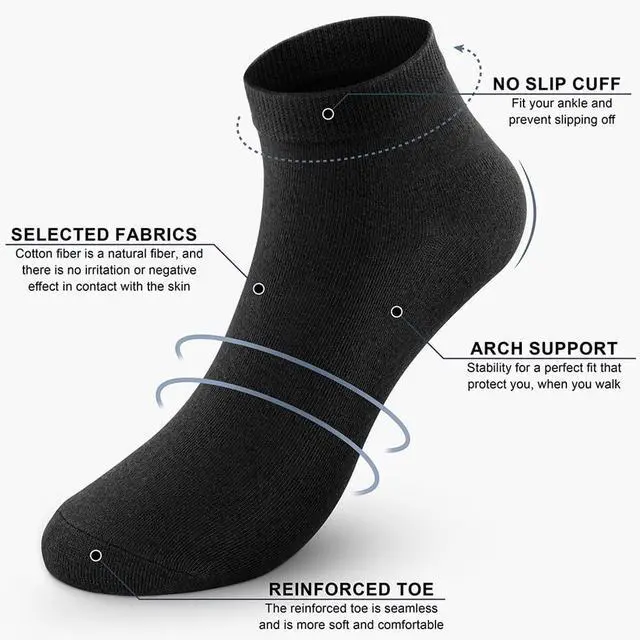 Alt view image 4 of 7 - 8 Pairs Ankle Novelty Socks for Women Non Slip Cotton Socks No Show Socks Classic Low Cut Casual Socks (Black+White+Grey)