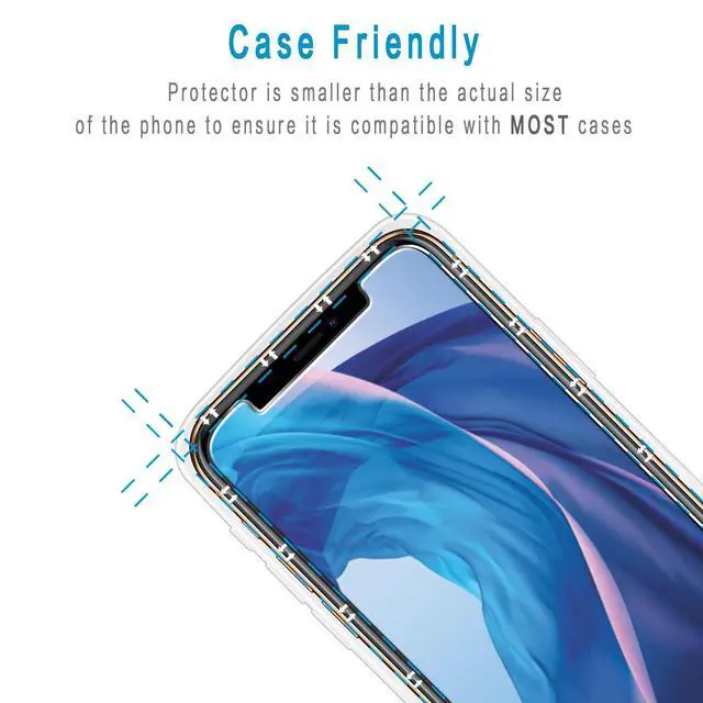 Alt view image 6 of 7 - (2 Pack) Screen Protector for iPhone 11 Pro Max, iPhone XS Max 6.5-inch Tempered Glass, 9H Hardness, Bubble Free, Case Friendly