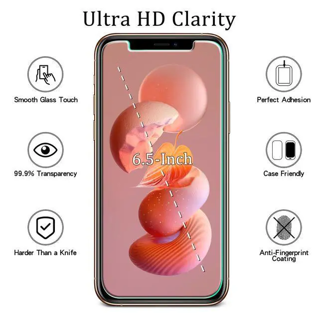 Alt view image 2 of 6 - [2 Pack Screen Protector For iPhone 11 Pro Max and iPhone Xs Max Tempered Glass, Case Friendly, Bubble Free, Easy to Install