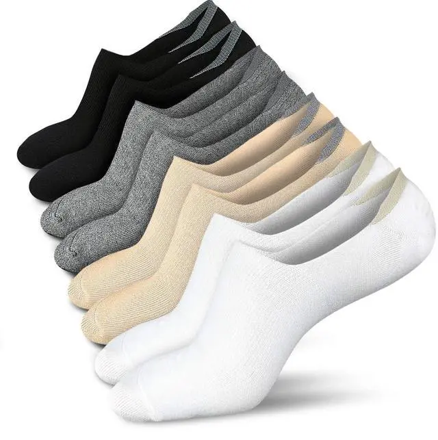 Main image of No Show Socks Women Low Socks Non Slip Flat Boat Line 4 Pairs