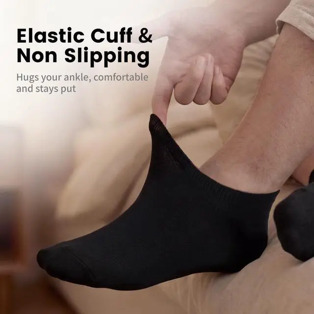 Alt view image 3 of 7 - No Show Men Socks, Low Cut Ankle Sock, Men Short Socks Casual Cotton Socks Size 11-13