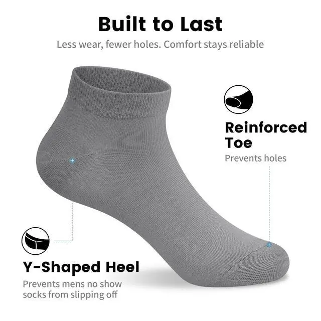 Alt view image 5 of 7 - No Show Men Socks, Low Cut Ankle Sock, Men Short Socks Casual Cotton Socks Size 11-13