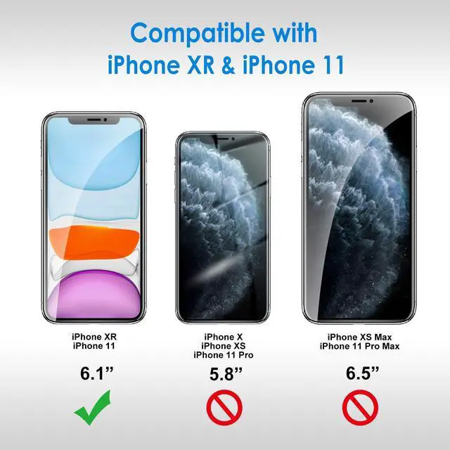 Alt view image 3 of 6 - Screen Protector for iPhone 11 and iPhone XR 6.1-Inch, Tempered Glass Film, 2-Pack