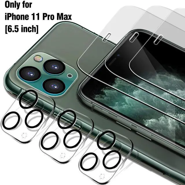 Alt view image 2 of 6 - 3 Pack Screen Protector for iPhone 11 Pro Max with 3 Pack Tempered Glass Camera Lens Protector Phone Case Friendly Ultra Accessories Protector de Pantalla for Apple iPhone 11 Pro Max