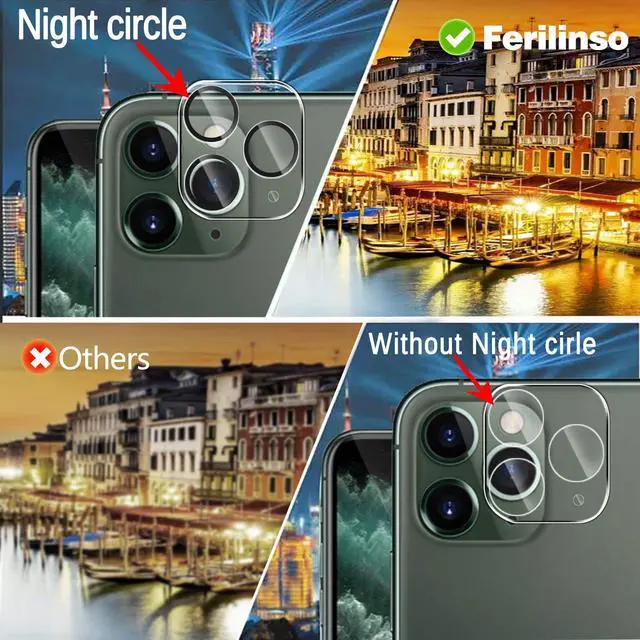 Alt view image 3 of 6 - 3 Pack Screen Protector for iPhone 11 Pro Max with 3 Pack Tempered Glass Camera Lens Protector Phone Case Friendly Ultra Accessories Protector de Pantalla for Apple iPhone 11 Pro Max