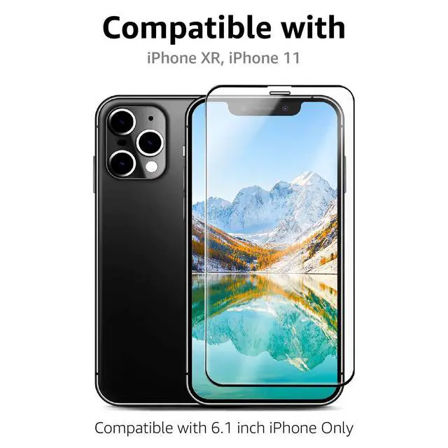 Alt view image 2 of 7 - Bubble Free, Case Friendly Tempered Glass Screen Protector for iPhone XR/11, HD Clear, Anti Scratch, 9H Hardness, 6.1 Inch, 2-Pack