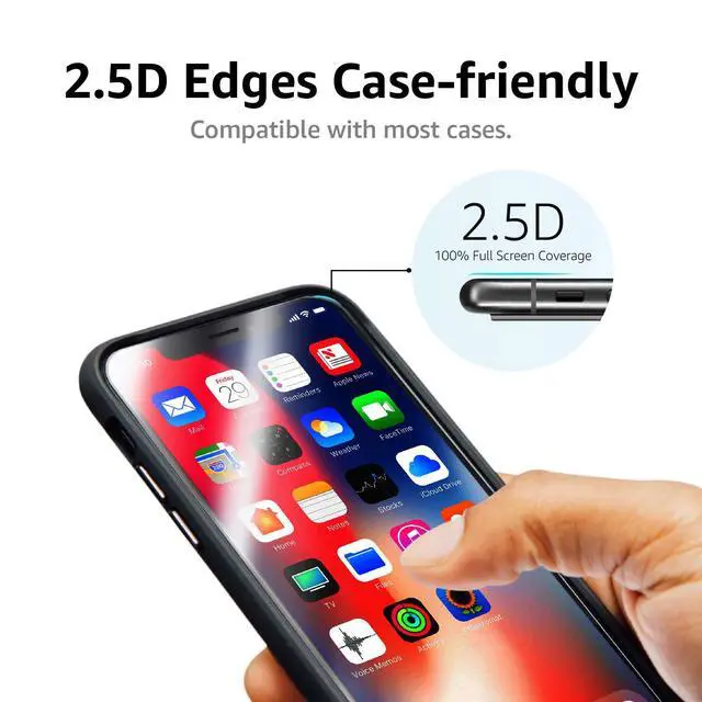 Alt view image 6 of 7 - Bubble Free, Case Friendly Tempered Glass Screen Protector for iPhone XR/11, HD Clear, Anti Scratch, 9H Hardness, 6.1 Inch, 2-Pack