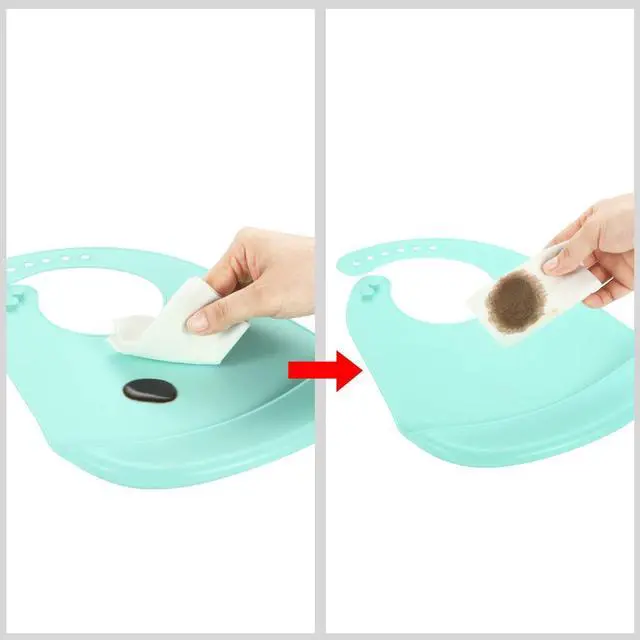 Alt view image 6 of 7 - 3 Pack Waterproof Silicone Baby Bibs| Super Thin Light Weight Feeding Bib with Food Catcher Pocket for Toddler (Blue/Purple/Grey)