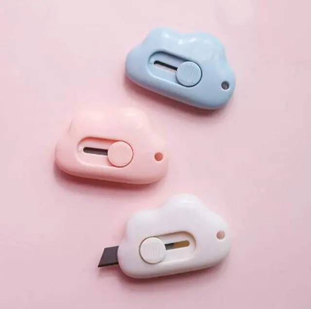 Main image of 3PCS Mini Cloud Portable Box Cutter Cute Paper Cutter Cutting Paper Blade Office School Supplies Stationery Gift