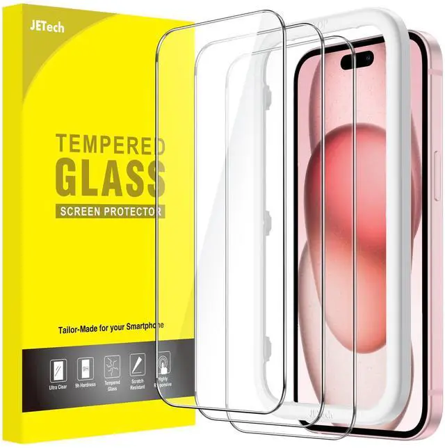 Main image of Screen Protector for iPhone 15 6.1-Inch, Tempered Glass Film with Easy Installation Tool, Case-Friendly, HD Clear, 3-Pack